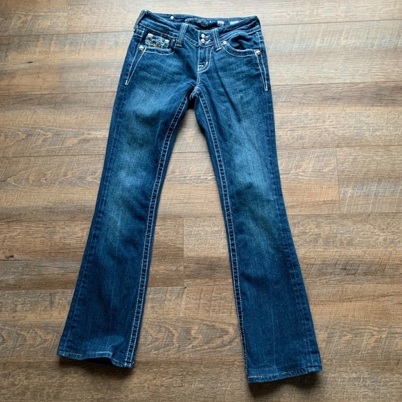 Miss Me JP5023-1 Bootcut Stretch Denim Blue Jeans Rhinestones Woman’s Size 26 - Picture 10 of 10